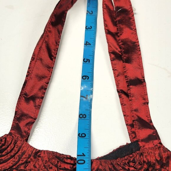 Burgundy Fabric Handbag Red Cloth Handbag Floral Motif Handbag - Picture 12 of 12